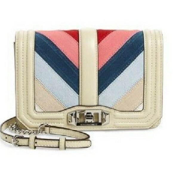 Rebecca Minkoff Handbags - Rebecca Minkoff Beige Love Small Chevron Patchwork Crossbody Bag
